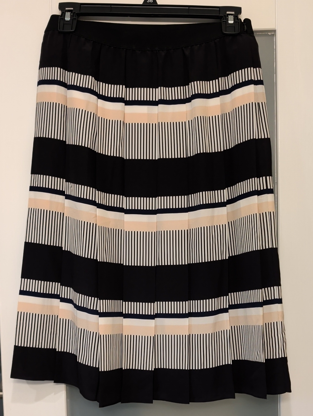 NWT Kate Spade New York "Bay Stripe" Pleated Silk Midi Skirt size Small